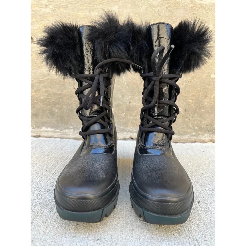 SOREL Joan of Artic Next Waterproof Black Patent Leather Snow Boots 5.5 LNWOT